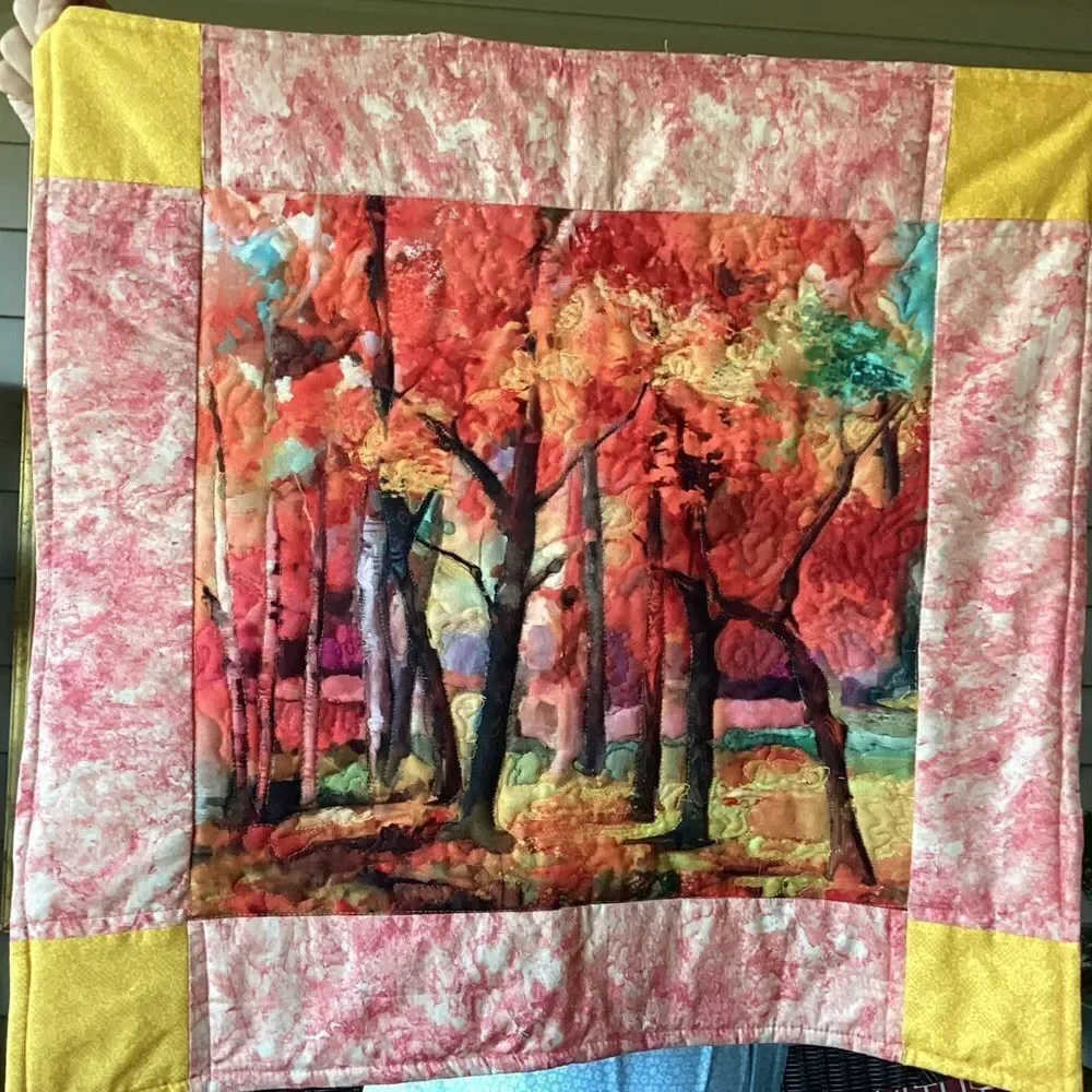 NWT. Hand Crafted Last in a SeriesColorful Forest Art Wall Quilt